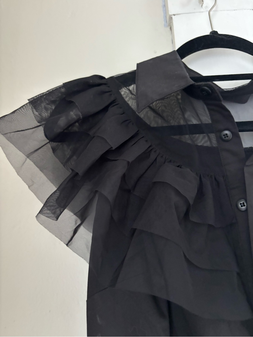 Wednesday Addams Black Ruffle Tiered Dress M